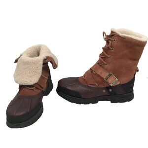 NEW RARE Vintage Polo Ralph Lauren Tavin Rollover Boots! Brown Shearling Lined